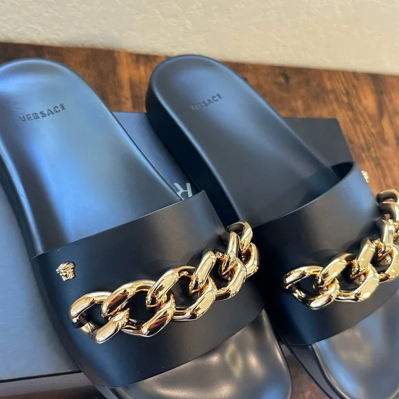 Versace Chain Link Slides - Picture 6 of 15